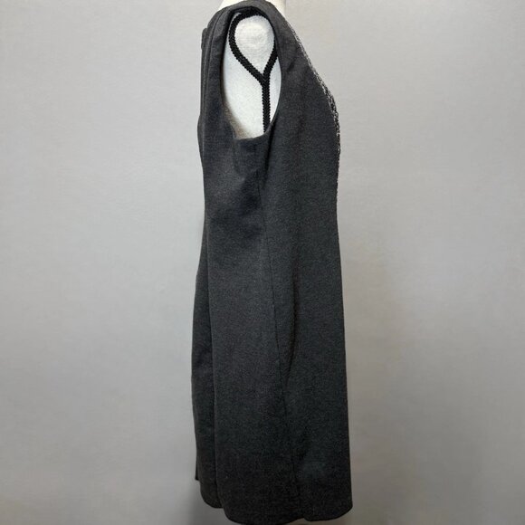 Chico's Sheath Dress Sz 3/16 Silver Metallic Sequin Embroidered Panel Sleeveless - Picture 4 of 8